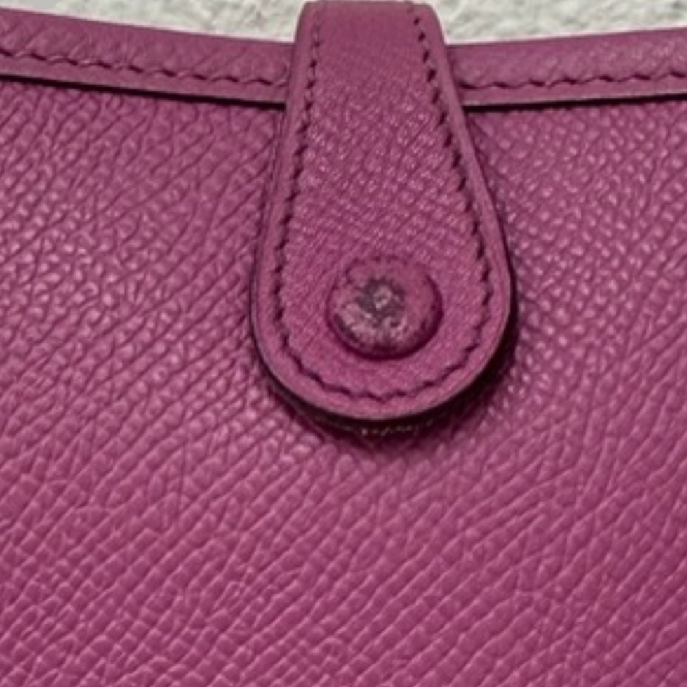 RARE Hermes Purple Evelyn TPM Epsom Mini Shoulder Handbag with ALL Leather STRAP - Picture 13 of 13